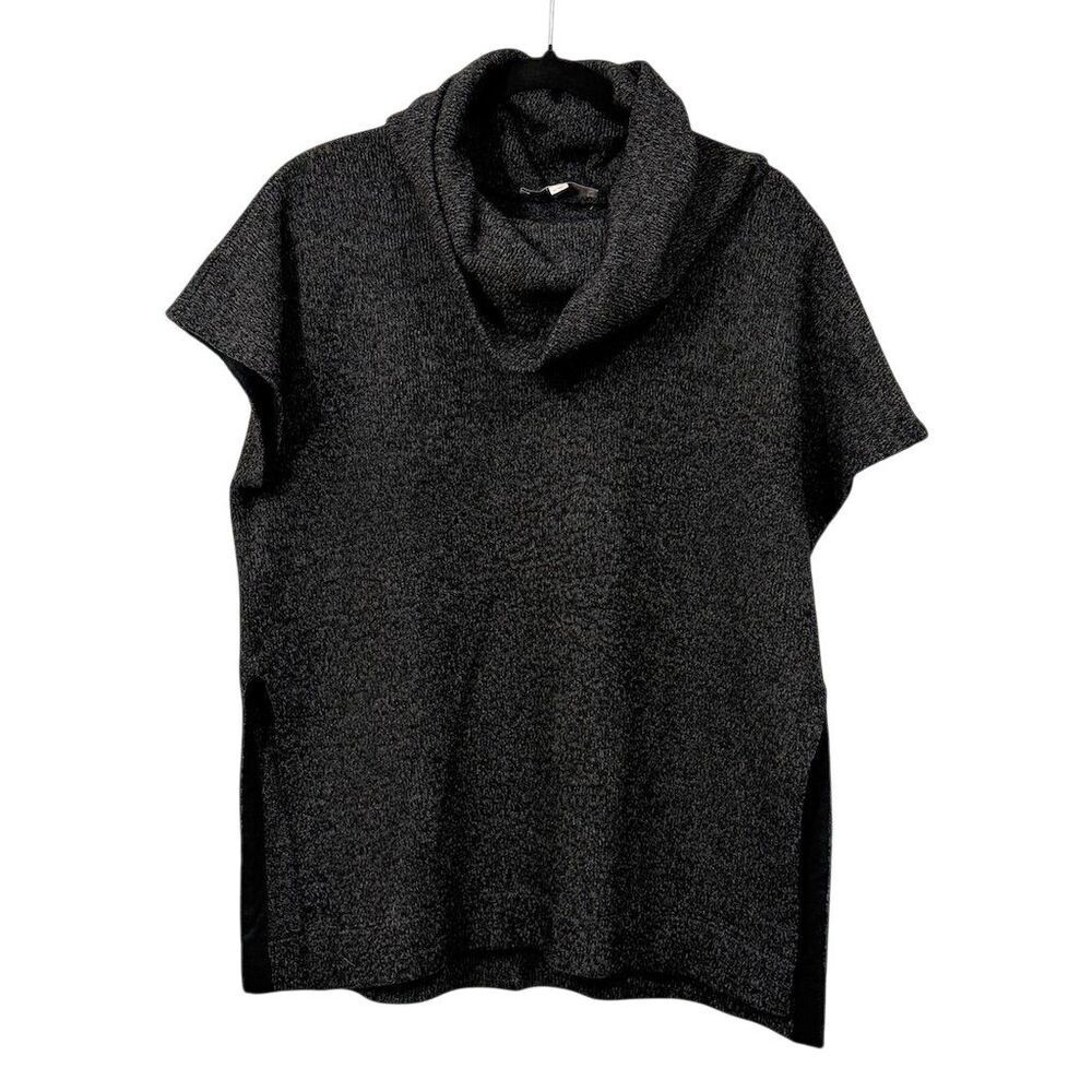 LOFT Womens Charcoal Gray Cowl Neck Short Sleeve Sweater Top Medium